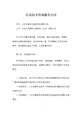 信息技术咨询服务合同-